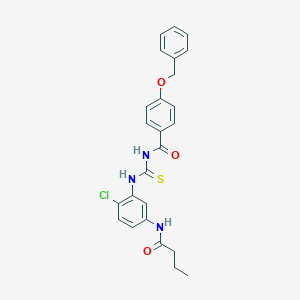 molecular formula C25H24ClN3O3S B399727 4-(benzyloxy)-N-{[5-(butanoylamino)-2-chlorophenyl]carbamothioyl}benzamide 