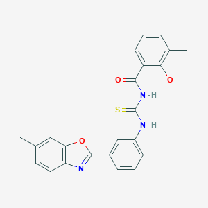 molecular formula C25H23N3O3S B399731 2-methoxy-3-methyl-N-{[2-methyl-5-(6-methyl-1,3-benzoxazol-2-yl)phenyl]carbamothioyl}benzamide 