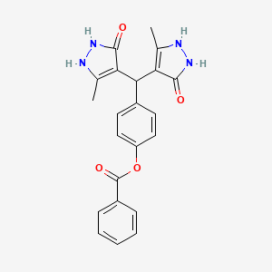 molecular formula C22H20N4O4 B3997315 4-[bis(5-hydroxy-3-methyl-1H-pyrazol-4-yl)methyl]phenyl benzoate 