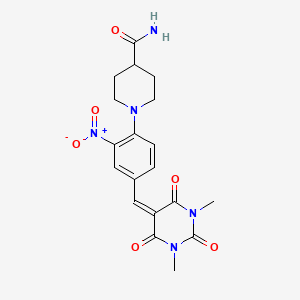 1-{4-[(1,3-Dimethyl-2,4,6-trioxo-1,3-diazinan-5-ylidene)methyl]-2-nitrophenyl}piperidine-4-carboxamide