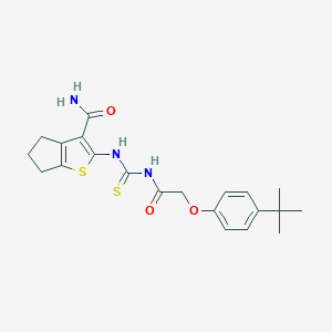 molecular formula C21H25N3O3S2 B399737 2-[({[(4-tert-butylphenoxy)acetyl]amino}carbothioyl)amino]-5,6-dihydro-4H-cyclopenta[b]thiophene-3-carboxamide 