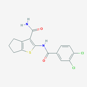 molecular formula C15H12Cl2N2O2S B399739 2-[(3,4-dichlorobenzoyl)amino]-5,6-dihydro-4H-cyclopenta[b]thiophene-3-carboxamide CAS No. 637313-07-6