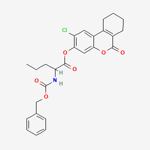 (2-chloro-6-oxo-7,8,9,10-tetrahydrobenzo[c]chromen-3-yl) 2-(phenylmethoxycarbonylamino)pentanoate