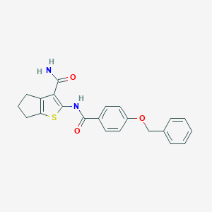 molecular formula C22H20N2O3S B399747 2-[(4-phenylmethoxybenzoyl)amino]-5,6-dihydro-4H-cyclopenta[b]thiophene-3-carboxamide 