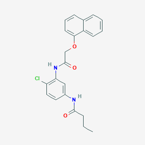 molecular formula C22H21ClN2O3 B399748 N-(4-chloro-3-{[(1-naphthyloxy)acetyl]amino}phenyl)butanamide 
