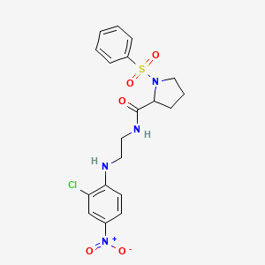 molecular formula C19H21ClN4O5S B3997505 1-(benzenesulfonyl)-N-[2-(2-chloro-4-nitroanilino)ethyl]pyrrolidine-2-carboxamide 