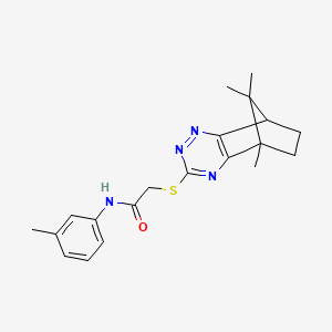 N-(3-methylphenyl)-2-[(8,11,11-trimethyl-3,4,6-triazatricyclo[6.2.1.02,7]undeca-2(7),3,5-trien-5-yl)sulfanyl]acetamide