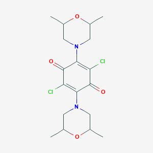 molecular formula C18H24Cl2N2O4 B3997554 2,5-DICHLORO-3,6-BIS(2,6-DIMETHYLMORPHOLINO)BENZO-1,4-QUINONE 