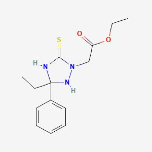 ethyl (3-ethyl-3-phenyl-5-thioxo-1,2,4-triazolidin-1-yl)acetate