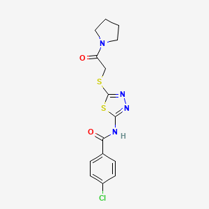 4-chloro-N-[5-(2-oxo-2-pyrrolidin-1-ylethyl)sulfanyl-1,3,4-thiadiazol-2-yl]benzamide