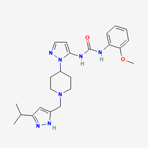 molecular formula C23H31N7O2 B3997603 N-(1-{1-[(5-isopropyl-1H-pyrazol-3-yl)methyl]-4-piperidinyl}-1H-pyrazol-5-yl)-N'-(2-methoxyphenyl)urea 