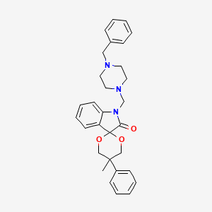 1'-[(4-benzyl-1-piperazinyl)methyl]-5-methyl-5-phenylspiro[1,3-dioxane-2,3'-indol]-2'(1'H)-one