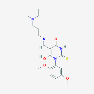 molecular formula C20H28N4O4S B399767 5-({[3-(diethylamino)propyl]amino}methylene)-1-(2,5-dimethoxyphenyl)-2-thioxodihydro-4,6(1H,5H)-pyrimidinedione 