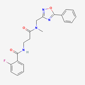 2-fluoro-N-(3-{methyl[(5-phenyl-1,2,4-oxadiazol-3-yl)methyl]amino}-3-oxopropyl)benzamide