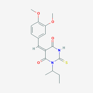molecular formula C17H20N2O4S B399774 1-sec-butyl-5-(3,4-dimethoxybenzylidene)-2-thioxodihydro-4,6(1H,5H)-pyrimidinedione 