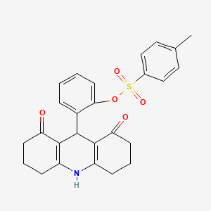 molecular formula C26H25NO5S B3997849 2-(1,8-dioxo-1,2,3,4,5,6,7,8,9,10-decahydro-9-acridinyl)phenyl 4-methylbenzenesulfonate 