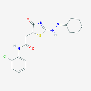 molecular formula C17H19ClN4O2S B399785 N-(2-chlorophenyl)-2-[2-(2-cyclohexylidenehydrazinyl)-4-oxo-1,3-thiazol-5-yl]acetamide 
