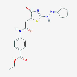 molecular formula C19H22N4O4S B399790 ethyl 4-[[2-[2-(2-cyclopentylidenehydrazinyl)-4-oxo-1,3-thiazol-5-yl]acetyl]amino]benzoate 