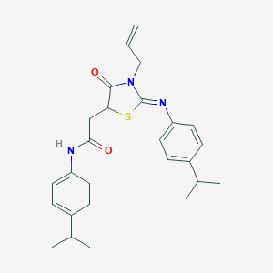 molecular formula C26H31N3O2S B399795 2-{3-allyl-2-[(4-isopropylphenyl)imino]-4-oxo-1,3-thiazolidin-5-yl}-N-(4-isopropylphenyl)acetamide 