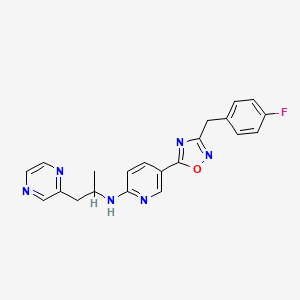 molecular formula C21H19FN6O B3997962 5-[3-(4-fluorobenzyl)-1,2,4-oxadiazol-5-yl]-N-[1-methyl-2-(2-pyrazinyl)ethyl]-2-pyridinamine 