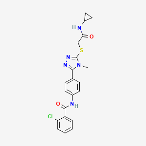 molecular formula C21H20ClN5O2S B3997969 2-chloro-N-[4-[5-[2-(cyclopropylamino)-2-oxoethyl]sulfanyl-4-methyl-1,2,4-triazol-3-yl]phenyl]benzamide 