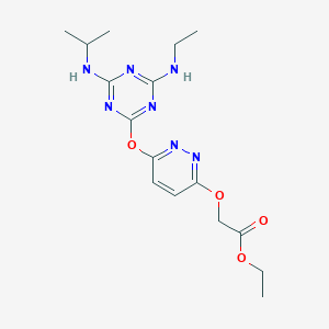 Ethyl 2-[6-[[4-(ethylamino)-6-(propan-2-ylamino)-1,3,5-triazin-2-yl]oxy]pyridazin-3-yl]oxyacetate