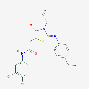 molecular formula C22H21Cl2N3O2S B399799 2-{3-allyl-2-[(4-ethylphenyl)imino]-4-oxo-1,3-thiazolidin-5-yl}-N-(3,4-dichlorophenyl)acetamide 