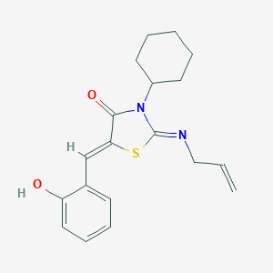 molecular formula C19H22N2O2S B399800 2-(Allylimino)-3-cyclohexyl-5-(2-hydroxybenzylidene)-1,3-thiazolidin-4-one 