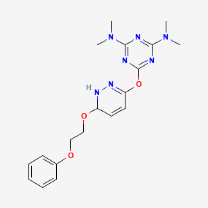 molecular formula C19H25N7O3 B3998018 2-N,2-N,4-N,4-N-tetramethyl-6-[[6-(2-phenoxyethoxy)-1,6-dihydropyridazin-3-yl]oxy]-1,3,5-triazine-2,4-diamine 