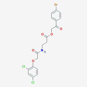 molecular formula C19H16BrCl2NO5 B399802 2-(4-Bromophenyl)-2-oxoethyl 3-{[(2,4-dichlorophenoxy)acetyl]amino}propanoate 