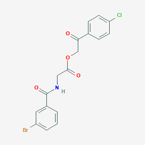 molecular formula C17H13BrClNO4 B399803 2-(4-Chlorophenyl)-2-oxoethyl [(3-bromobenzoyl)amino]acetate 