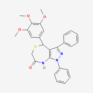 1,3-DIPHENYL-4-(3,4,5-TRIMETHOXYPHENYL)-1H,4H,6H,7H,8H-PYRAZOLO[3,4-E][1,4]THIAZEPIN-7-ONE