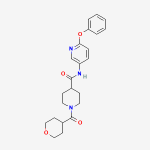 molecular formula C23H27N3O4 B3998047 N-(6-phenoxy-3-pyridinyl)-1-(tetrahydro-2H-pyran-4-ylcarbonyl)-4-piperidinecarboxamide 