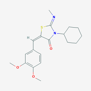 molecular formula C19H24N2O3S B399805 3-Cyclohexyl-5-(3,4-dimethoxybenzylidene)-2-(methylimino)-1,3-thiazolidin-4-one 