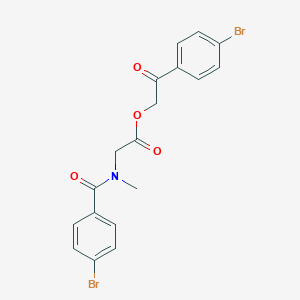 molecular formula C18H15Br2NO4 B399808 2-(4-Bromophenyl)-2-oxoethyl [(4-bromobenzoyl)(methyl)amino]acetate 