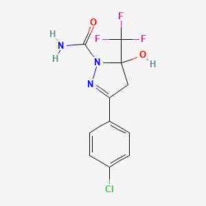 molecular formula C11H9ClF3N3O2 B3998089 3-(4-chlorophenyl)-5-hydroxy-5-(trifluoromethyl)-4,5-dihydro-1H-pyrazole-1-carboxamide 