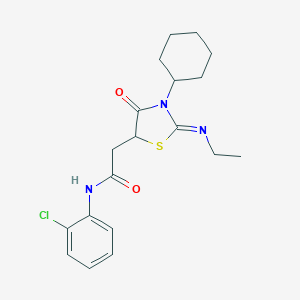 molecular formula C19H24ClN3O2S B399810 N-(2-chlorophenyl)-2-[3-cyclohexyl-2-(ethylimino)-4-oxo-1,3-thiazolidin-5-yl]acetamide 
