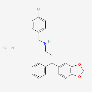 3-(1,3-benzodioxol-5-yl)-N-[(4-chlorophenyl)methyl]-3-phenylpropan-1-amine;hydrochloride