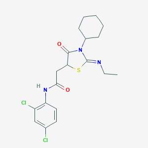 molecular formula C19H23Cl2N3O2S B399816 2-[3-cyclohexyl-2-(ethylimino)-4-oxo-1,3-thiazolidin-5-yl]-N-(2,4-dichlorophenyl)acetamide 