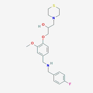 molecular formula C22H29FN2O3S B3998177 1-(4-{[(4-fluorobenzyl)amino]methyl}-2-methoxyphenoxy)-3-(4-thiomorpholinyl)-2-propanol 