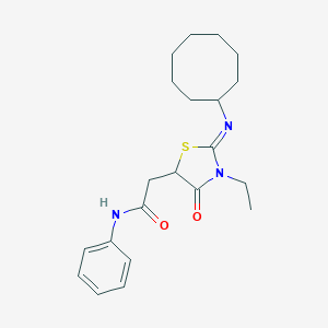 molecular formula C21H29N3O2S B399818 2-[2-(cyclooctylimino)-3-ethyl-4-oxo-1,3-thiazolidin-5-yl]-N-phenylacetamide 