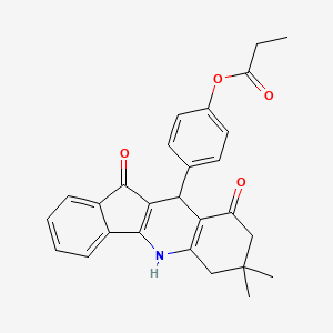 molecular formula C27H25NO4 B3998212 4-(7,7-dimethyl-9,11-dioxo-6,7,8,9,10,11-hexahydro-5H-indeno[1,2-b]quinolin-10-yl)phenyl propanoate 