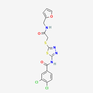 molecular formula C16H12Cl2N4O3S2 B3998241 3,4-dichloro-N-[5-[2-(furan-2-ylmethylamino)-2-oxoethyl]sulfanyl-1,3,4-thiadiazol-2-yl]benzamide 