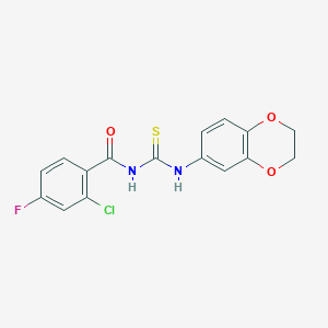 molecular formula C16H12ClFN2O3S B399831 2-chloro-N-(2,3-dihydro-1,4-benzodioxin-6-ylcarbamothioyl)-4-fluorobenzamide 