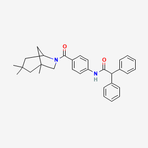 2,2-DIPHENYL-N-(4-{1,3,3-TRIMETHYL-6-AZABICYCLO[3.2.1]OCTANE-6-CARBONYL}PHENYL)ACETAMIDE