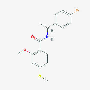 molecular formula C17H18BrNO2S B3998389 N-[1-(4-bromophenyl)ethyl]-2-methoxy-4-methylsulfanylbenzamide 