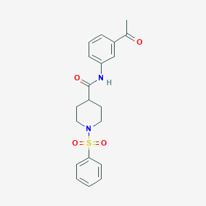 molecular formula C20H22N2O4S B3998407 N-(3-acetylphenyl)-1-(phenylsulfonyl)-4-piperidinecarboxamide 