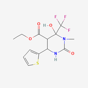 ethyl 6-hydroxy-1-methyl-2-oxo-4-(2-thienyl)-6-(trifluoromethyl)hexahydro-5-pyrimidinecarboxylate