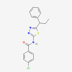 4-chloro-N-[5-(1-phenylpropyl)-1,3,4-thiadiazol-2-yl]benzamide