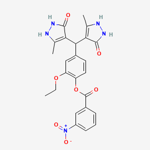 molecular formula C24H23N5O7 B3998483 4-[bis(5-hydroxy-3-methyl-1H-pyrazol-4-yl)methyl]-2-ethoxyphenyl 3-nitrobenzoate 